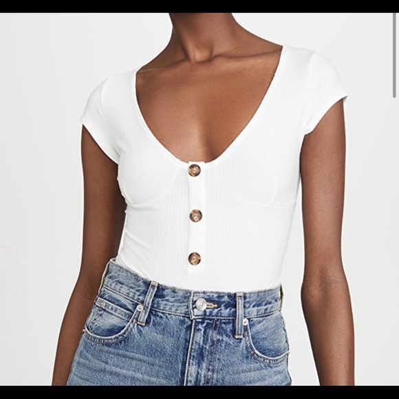 Reformation Tops - Reformation Marten White Bodysuit
